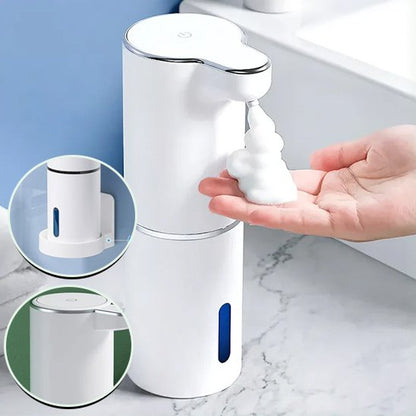 distributeur de savon automatique blanc plus deux images