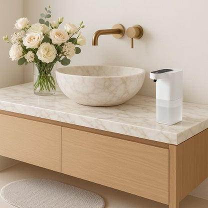 distributeur de savon automatique droite lavabo gauche bouquet