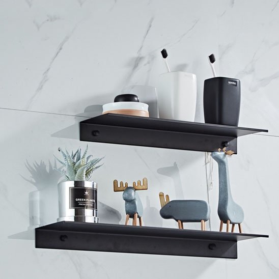 etagere de douche noire deux tailles differentes