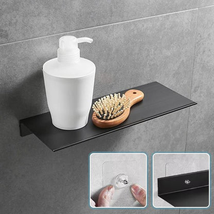 etagere de douche noire flacon brosse cheveux dessus plus deux images