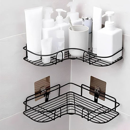 etagere de douche noires deux produits sur celle dessus