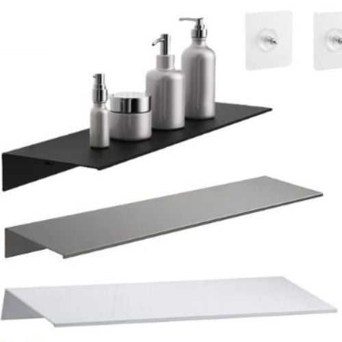 etagere de douche trois couleurs differentes produits sur noire