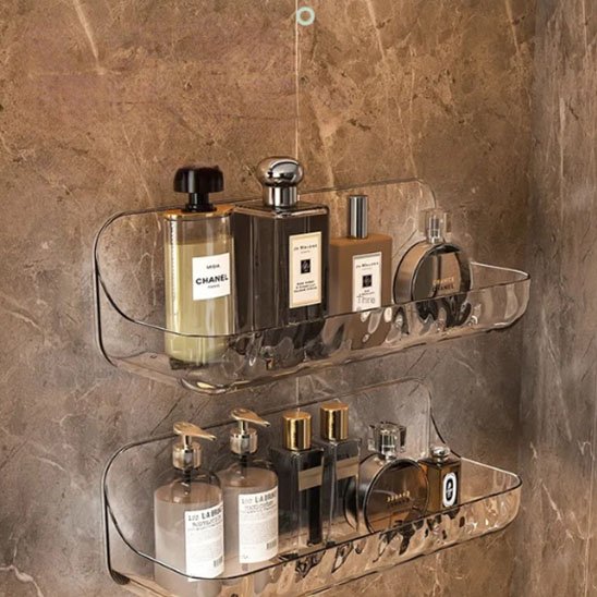 etagere douche sans percage deux grandes produts dedans vue gauche