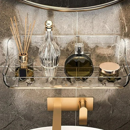 etagere douche sans percage grande entre miroir lavabo