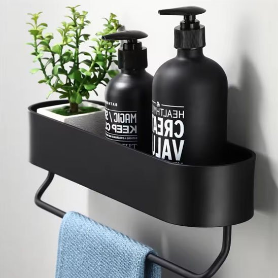etagere pour douche avec barre vue profil droite