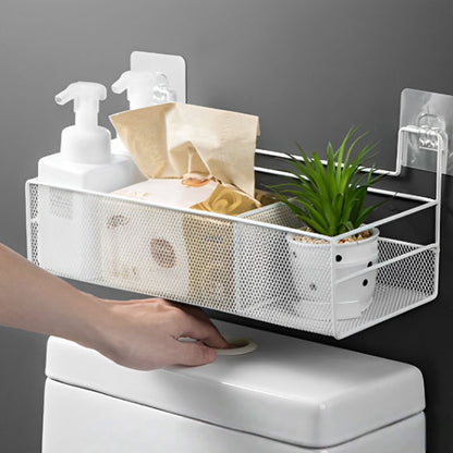 etagere salle bain blanche dessus wc