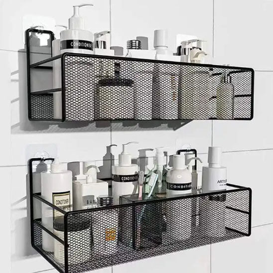etagere salle bain deux grandes noires pleines produits