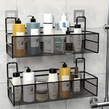 etagere salle bain deux noires pleines produits