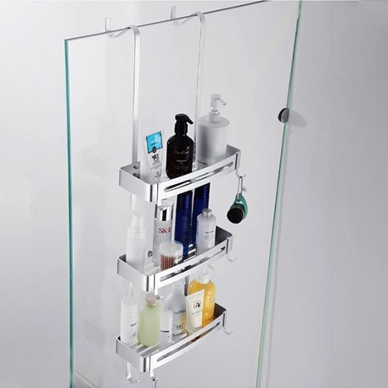 etagere suspendue argente trois niveaux