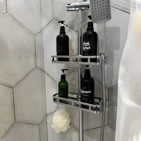 etagere suspendue deux sur barre quatre flacons dedans