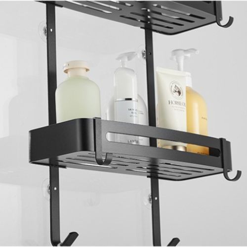 etagere suspendue noire deux niveaux vue pres