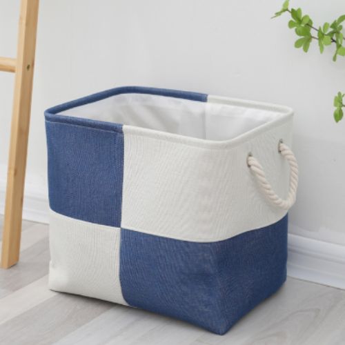 panier de rangement blanc bleu