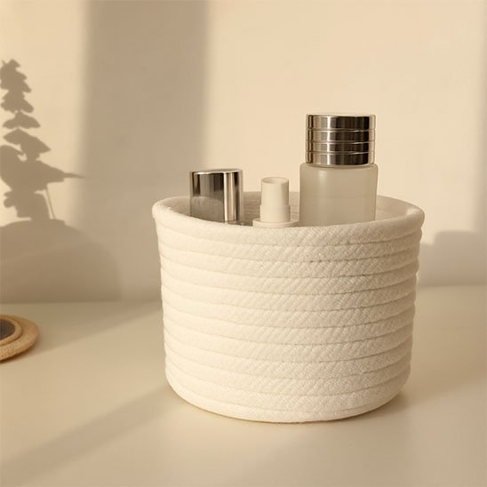 panier rangement blanc trois flacons