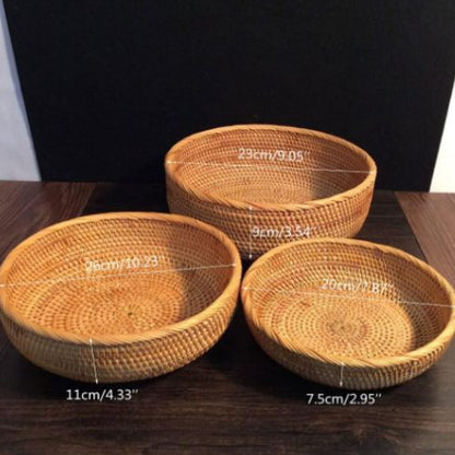 panier rangement en osier ronds trois vide dimensions