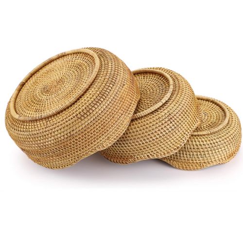 panier rangement en osier vagues trois uns sur autres retournes