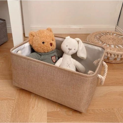 paniers de rangement beige deux oursons dedans