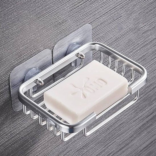 porte savon douche argent savon blanc dedans