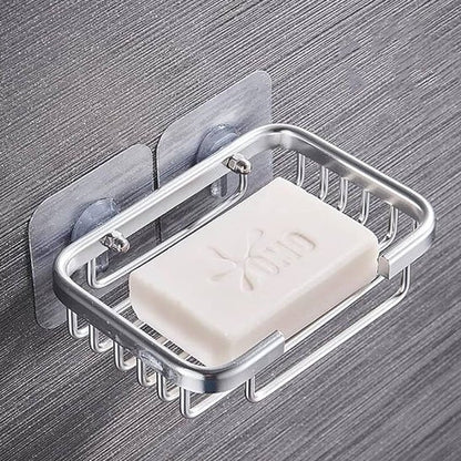 porte savon douche argent savon blanc dedans