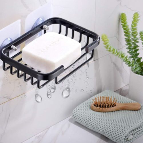 porte savon douche noir savon blanc-brosse