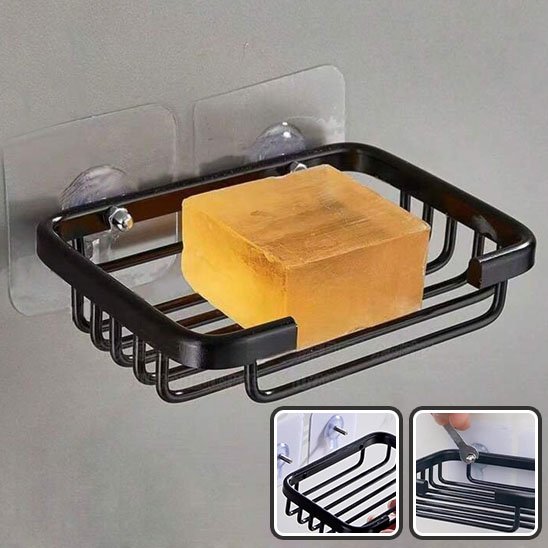 porte savon douche noir savon orange dedans plus deux images