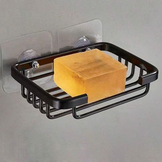 porte savon douche noir savon orange dedans