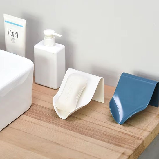 porte savon mural deux blanc bleu droite lavabo