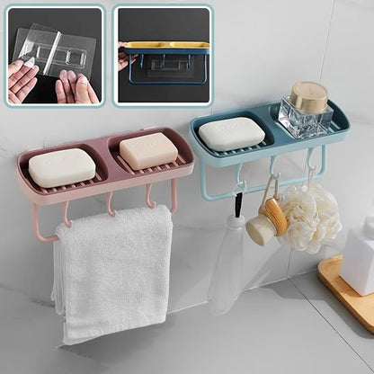 porte savon mural deux meme niveau rose bleu deux encadres