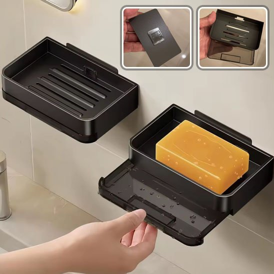 porte savon mural deux noirs savon orange droite plus deux images