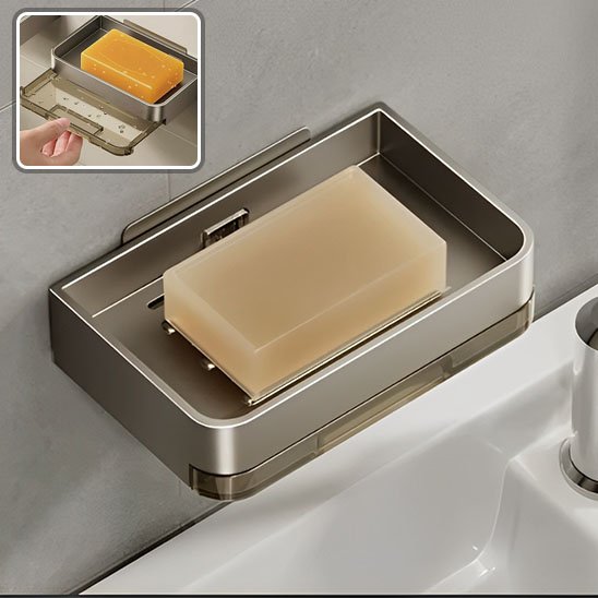 porte savon mural gris savon blanc plus image