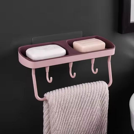 porte savon mural rose