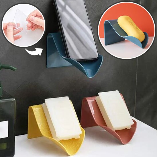 porte savon mural trois differents bleu mural plus deux images