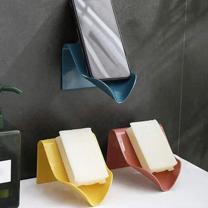 porte savon mural trois differents bleu mural