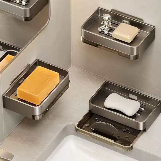 porte savon mural trois gris savon chacun