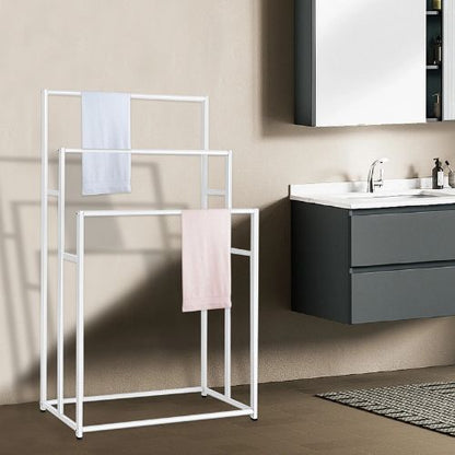 porte serviette blanc deux serviettes haut bleue bas rose