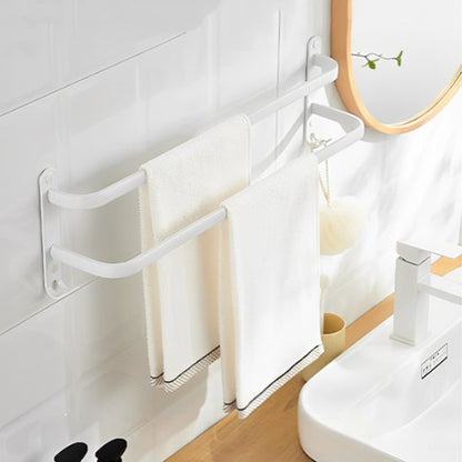 porte serviette mural deux serviettes blanches deux barres