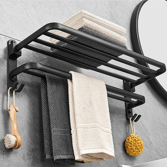 porte serviette mural noir mat vue dessous gauche eponge