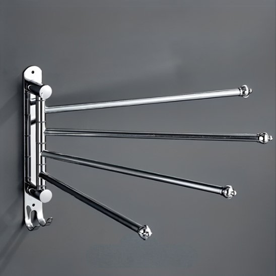 porte serviette mural salle de bain argent quatre barres