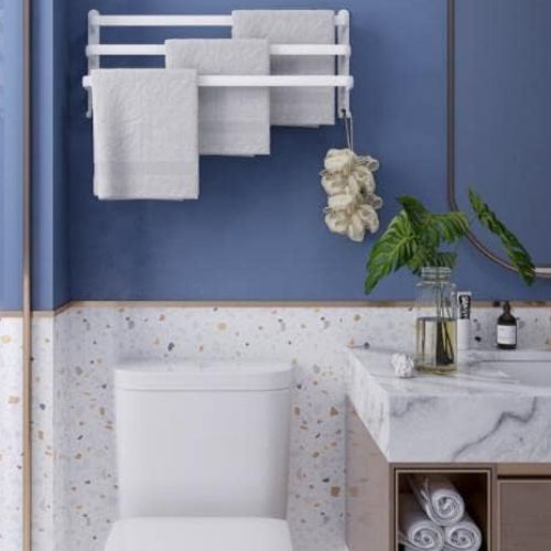 porte serviette mural trois serviettes trois barres au dessus wc