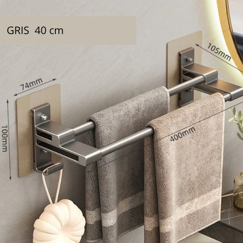 porte serviette salle de bain mural gris deux serviettes