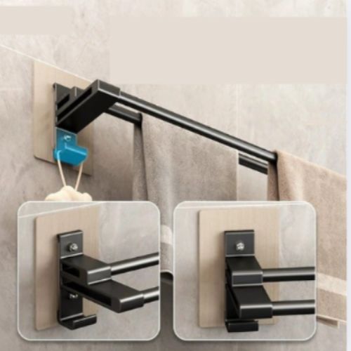 porte serviette salle de bain mural noir deux serviettes deux images