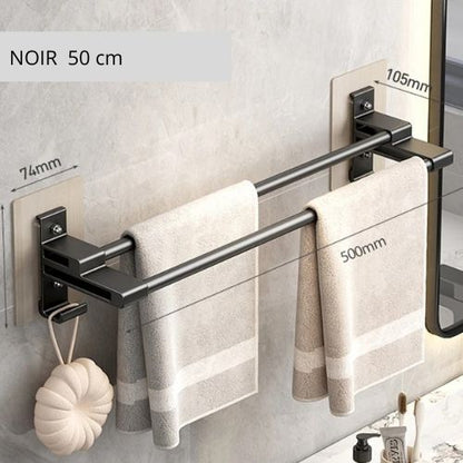 porte serviette salle de bain mural noir deux serviettes