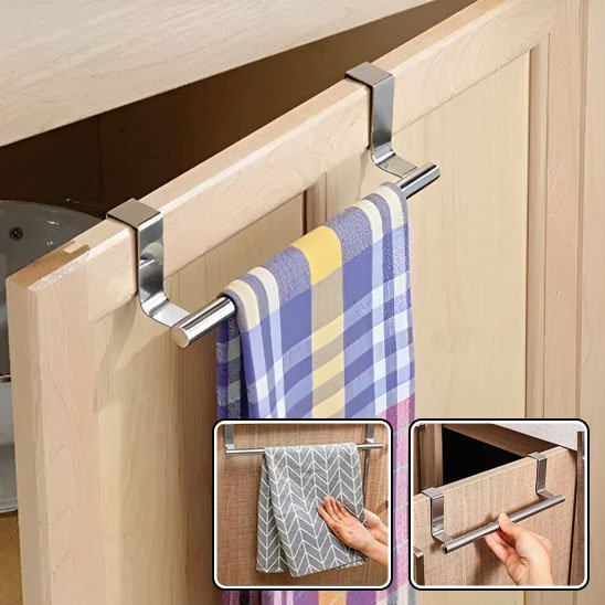 porte serviettes dessus serviette bleu ecossais plus deux images