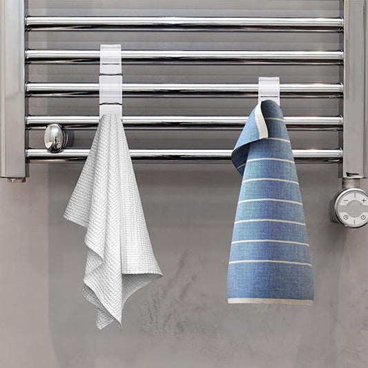 porte serviettes deux serviettes blanche bleue