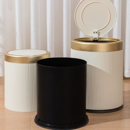 poubelle de salle de bain deux beiges